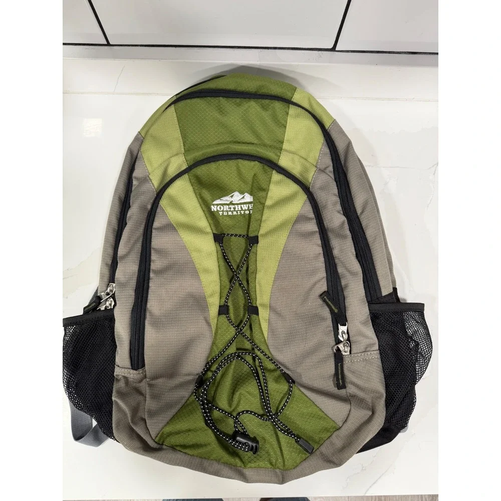 Northwest Territory Backpack Green Grey Hiking School Travel Bag Air Channel